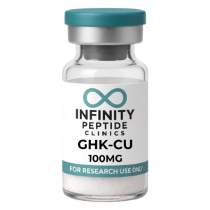 GHK-Cu copper-binding tripeptide research vial from Infinity Peptide Clinic Australia